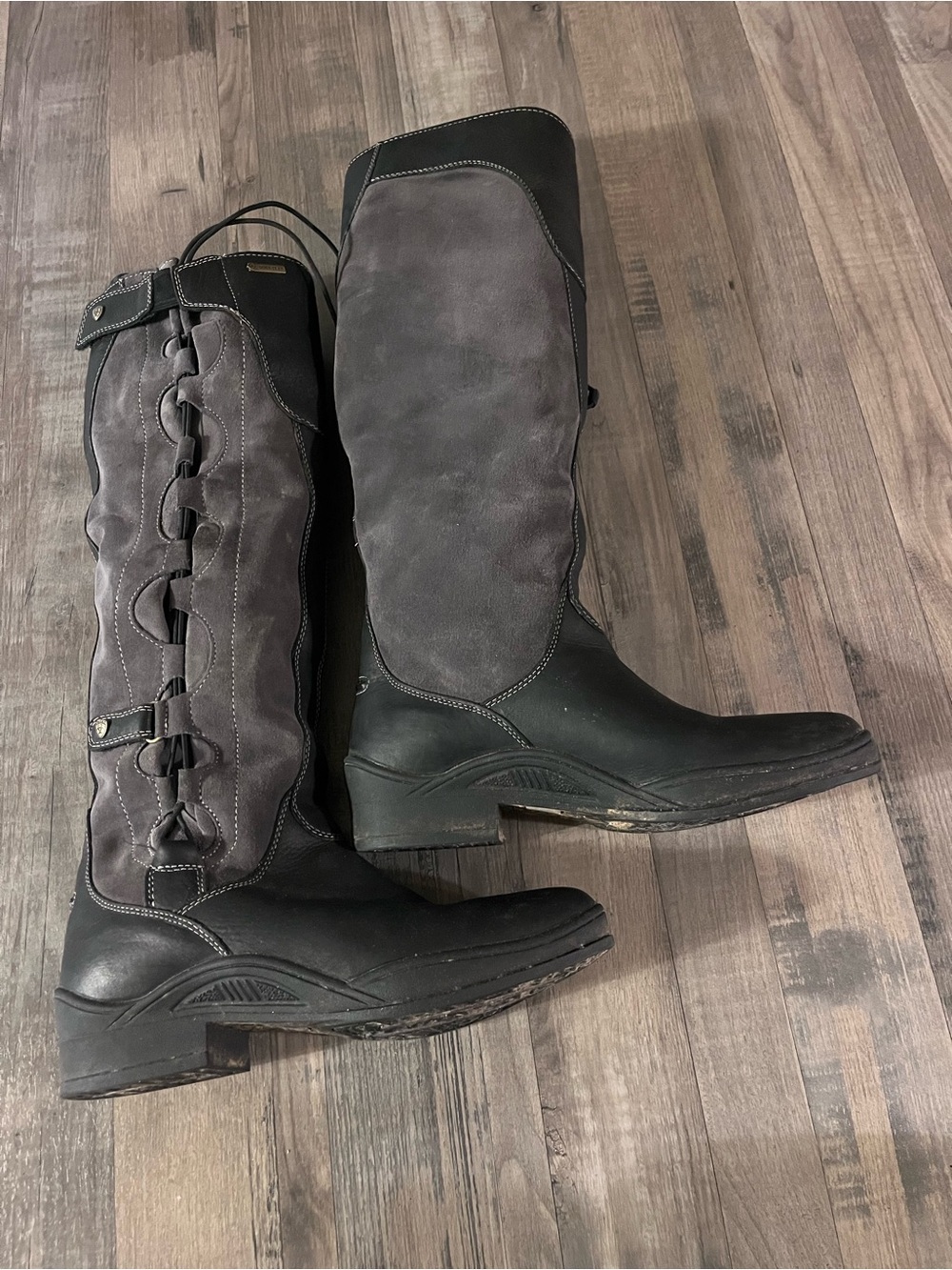 Ariat Winter Gray and Black Tall Lace-Back Riding Boots
